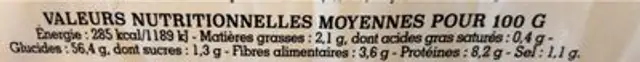 Petit Pain au Sésame nutrition facts table