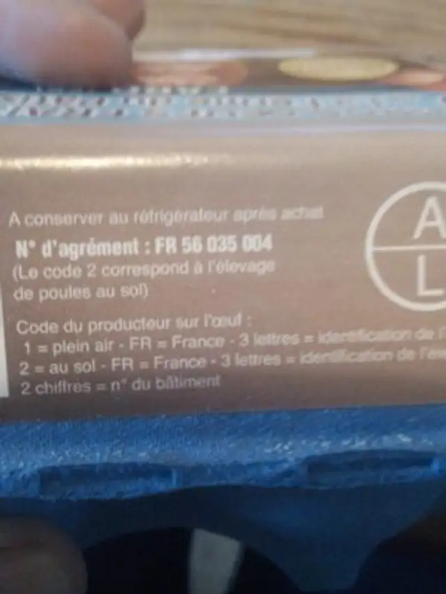 6 Gros oeufs frais La Ferme du Pâtis ingredients label