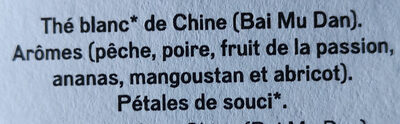 Thé blanc aromatisé ingredients label