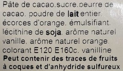 Noir marbré orange Écorces d'orange ingredients label