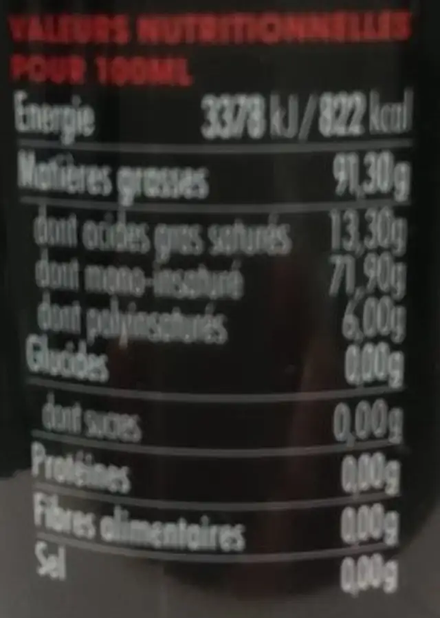 Spray assaisonnement au piment nutrition facts table