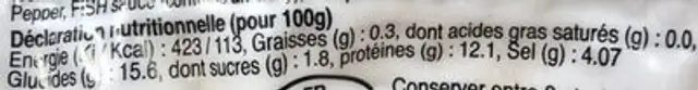 Boulettes de poisson et de crevettes frites nutrition facts table