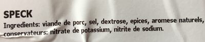 Speck jambon des alpes VIA LATINA ingredients label