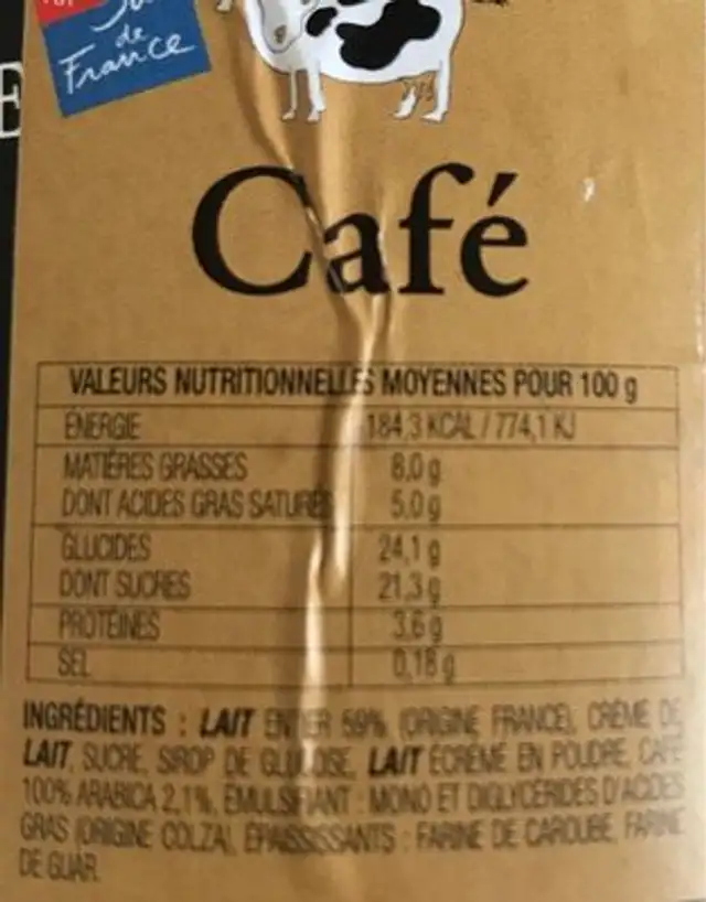 LA BELLE AUDE nutrition facts table