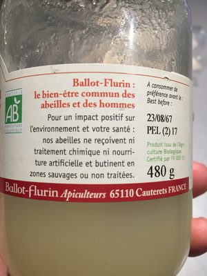 Miel D'acacia Bio 500G - Doux Et Raffiné - Ballot-flurin