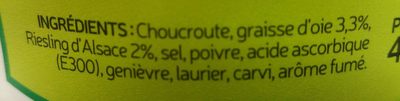 Choucroute cuisinés à la graisse d'oie et au riesling ingredients label