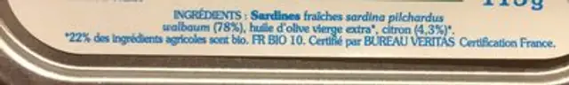 Produits De La Mer ingredients label