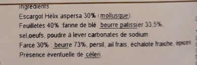 Feuilletés d'escargots à la persillade ingredients label