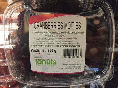 cranberries moitiés