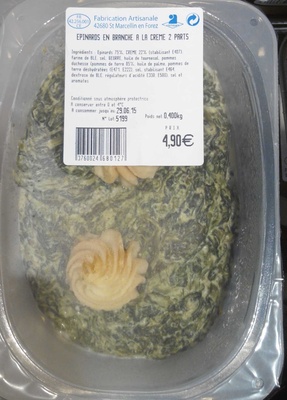 Épinards en branche à la crème 2 parts