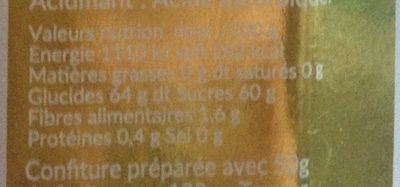 Confiture de fraise nutrition facts table