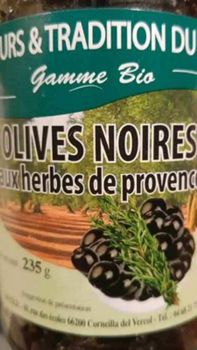 Olives noires front packaging