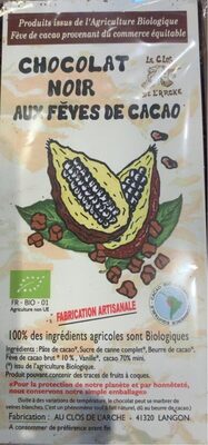 Chocolat noir aux feves de cacao