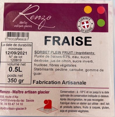 Sorbet fraise front packaging