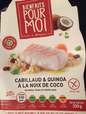 Bienfaits pour moi - Cabillaud & quinoa à la noix de coco front packaging