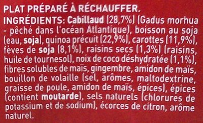 Bienfaits pour moi - Cabillaud & quinoa à la noix de coco ingredients label
