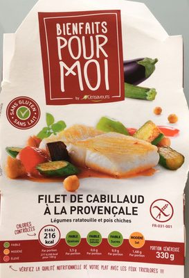 Filet de cabillaud à la provençale légumes ratatouille et pois chiches