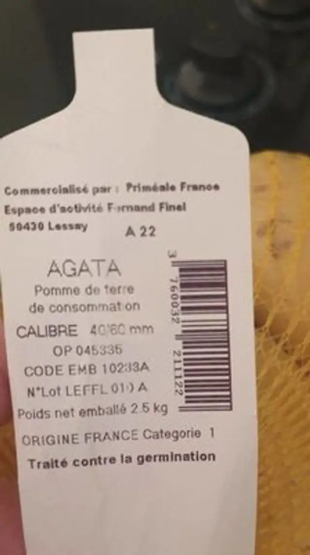 Pomme de terre purée nutrition facts table