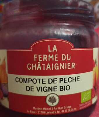 Compote de pêche de vigne bio