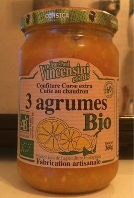 Confiture corse extra Cuite au chaudron 3 agrumes de Corse Bio