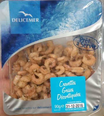 Crevettes grises décortiquées front packaging