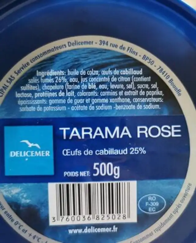Tarama rose nutrition facts table