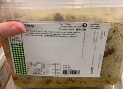 Taboulé à l'orientale front packaging