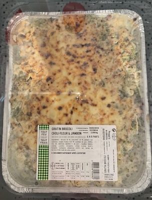 Gratin de brocoli, chou-fleur et jambon