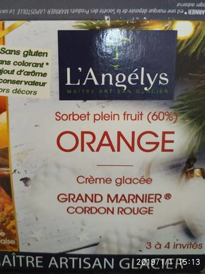 Sorbet plein fruit (60%) Orange, crème glacée Grand Marnier