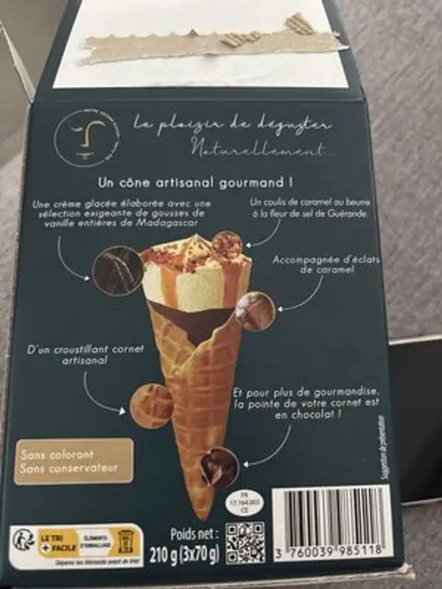 Cône artisanal Vanille ingredients label