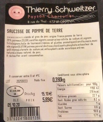 Saucisse de pomme de terre