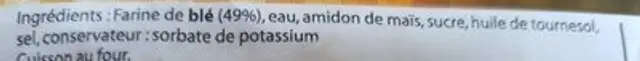 Kadaif ingredients label