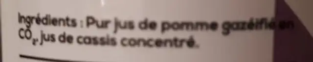 Pétillant sans alcool pom'cassis ingredients label