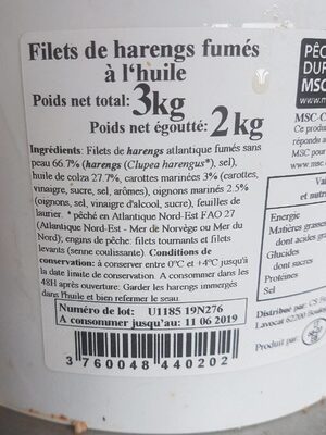 Filets de harengs fumés à l'huile