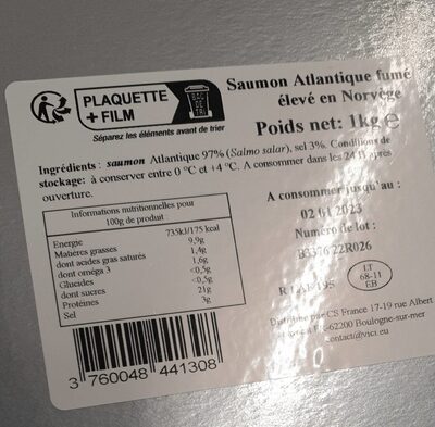 saumon fumé front packaging