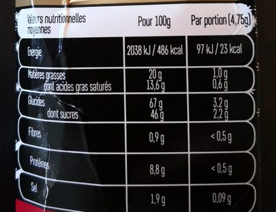 Le Fortune Cookie à La Française,Biscuit Nature nutrition facts table