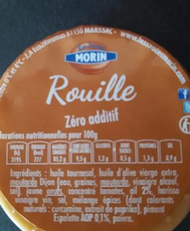 Rouille nutrition facts table