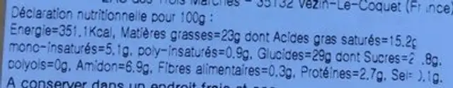 Langues de chat nutrition facts table