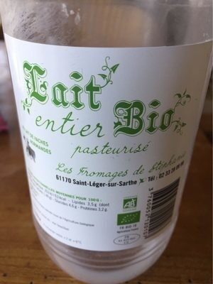 Lait entier bio pasteurise