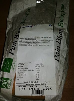 Pain blanc biologique front packaging