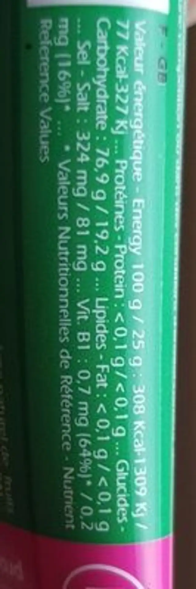 Gel Energétique Speed Fruits - 25 G - Punch Power nutrition facts table