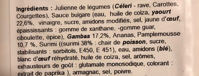 Salade de Gambas aux agrumes ingredients label