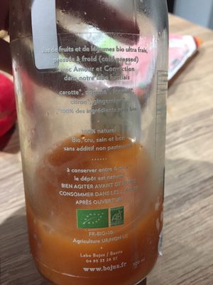 Jus De Fruits Et Légumes Bio N°1 ingredients label