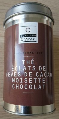 Thé éclats de fèves de cacao noisette chocolat front packaging