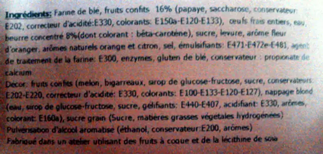 Couronne des rois aux fruits confits ingredients label