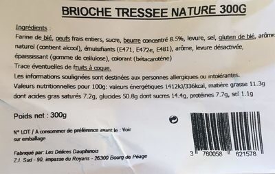 Brioche tréssée nature 300gr
