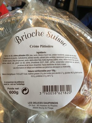 Brioche Suisse Crème Pâtissière