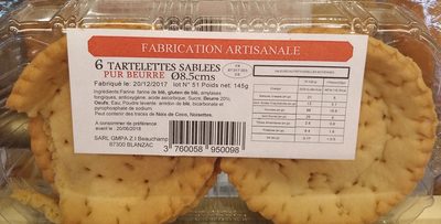 6 Tartelettes Sablées Pur Beurre Ø 8,5 cm