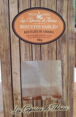 Biscuits sablés aux éclats de caramel front packaging