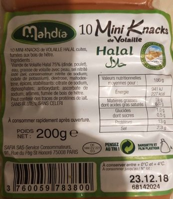 10 mini knacks de volaille halal